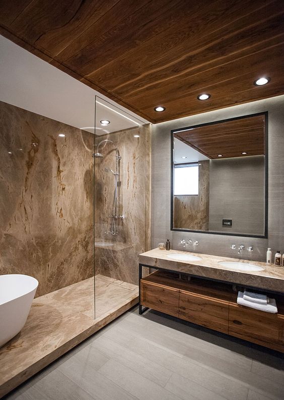 травертин в ванной